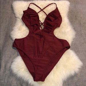 Maroon monokini